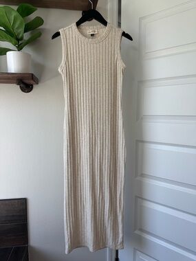 Universal Thread Cream Ribbed sleeveless midi dress